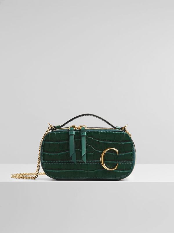 Mini Bolsos Mujer Chloé C Verde Nylon YLTN54739